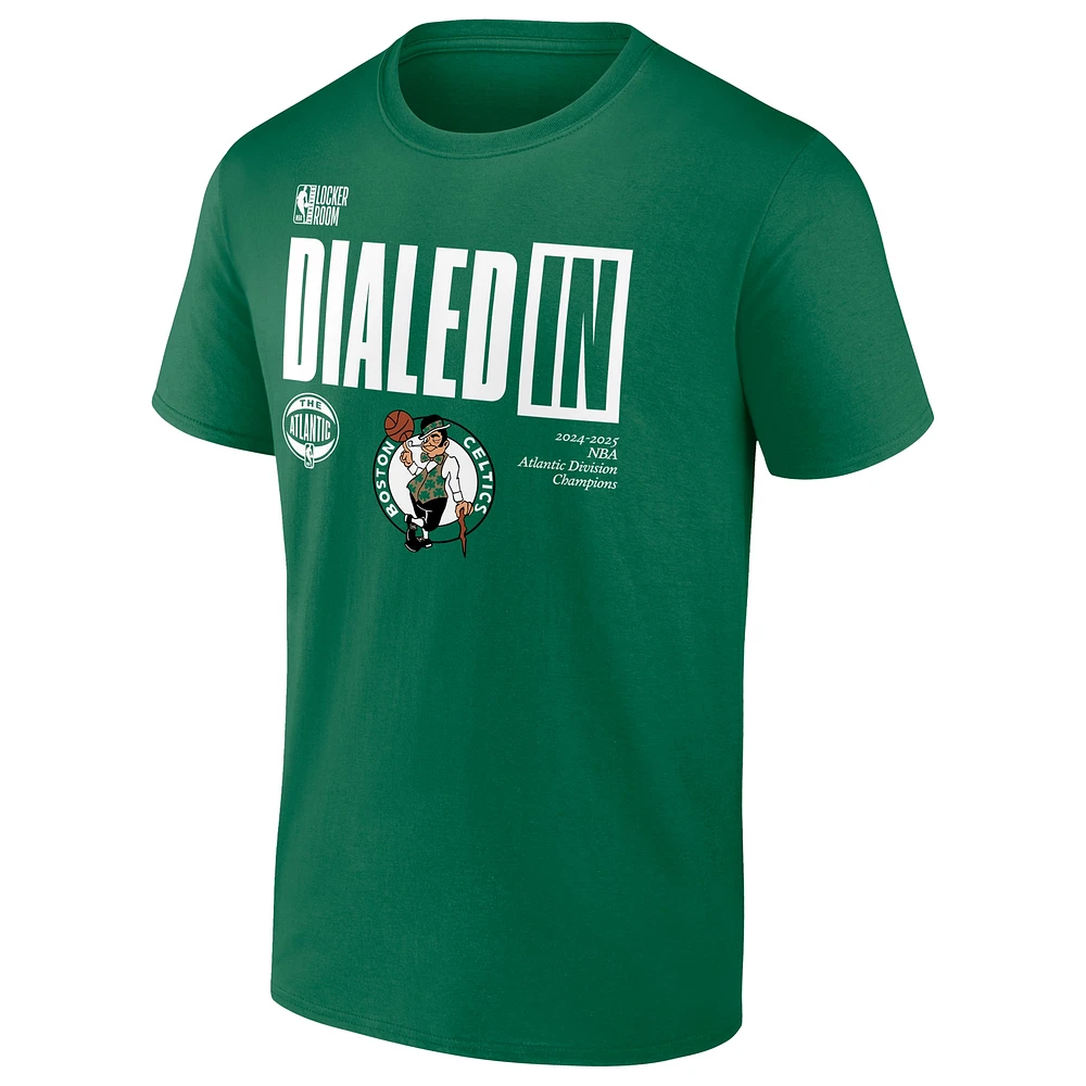 Men's Fanatics  Kelly Green Boston Celtics 2025 Atlantic Division Champions Locker Room T-Shirt