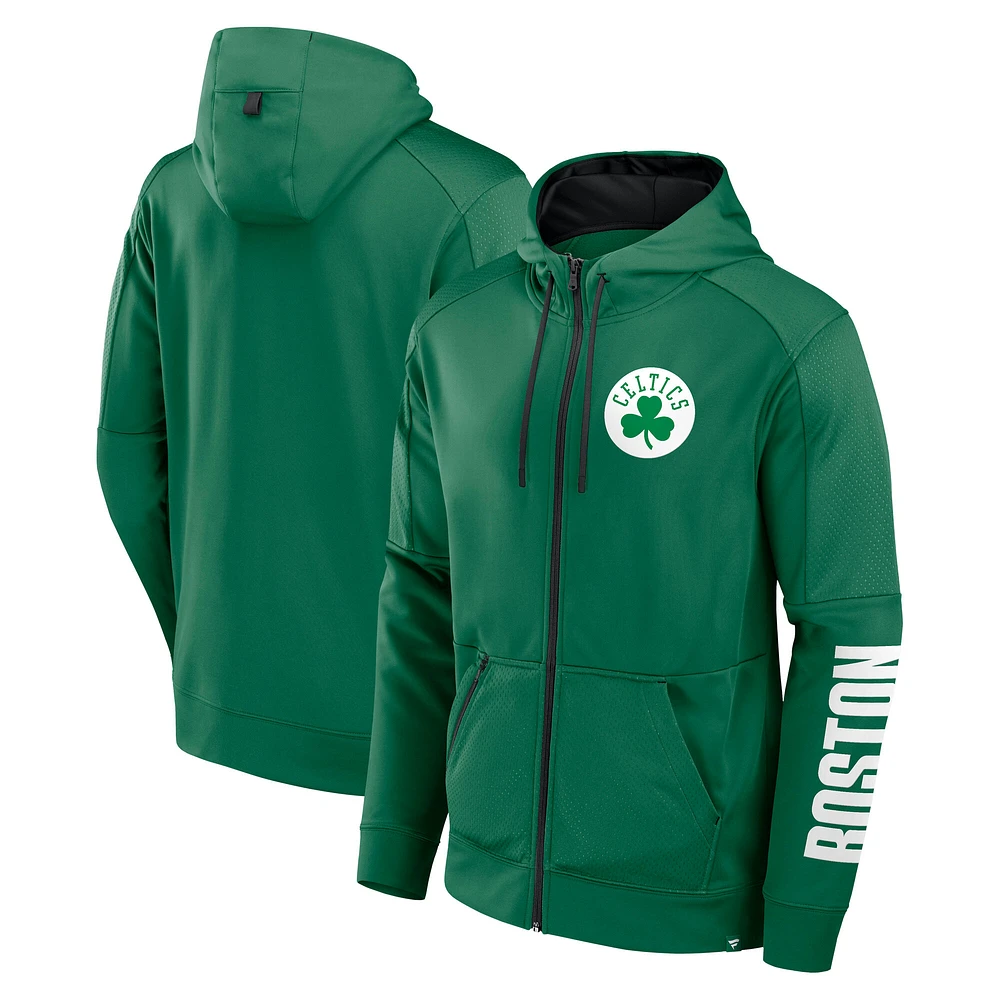 Sweat à capuche zippé Performance Baller Defender de Boston Celtics Kelly Green Fanatics pour homme