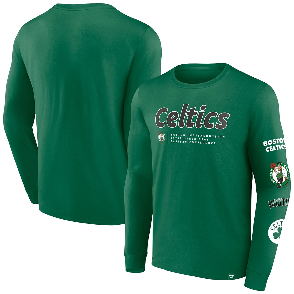 T-shirt à manches longues Fanatics Kelly Green Boston Celtics Baseline pour hommes