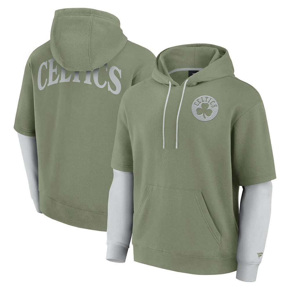 Sweat à capuche élégant pour homme Fanatics Olive Boston Celtics Elements