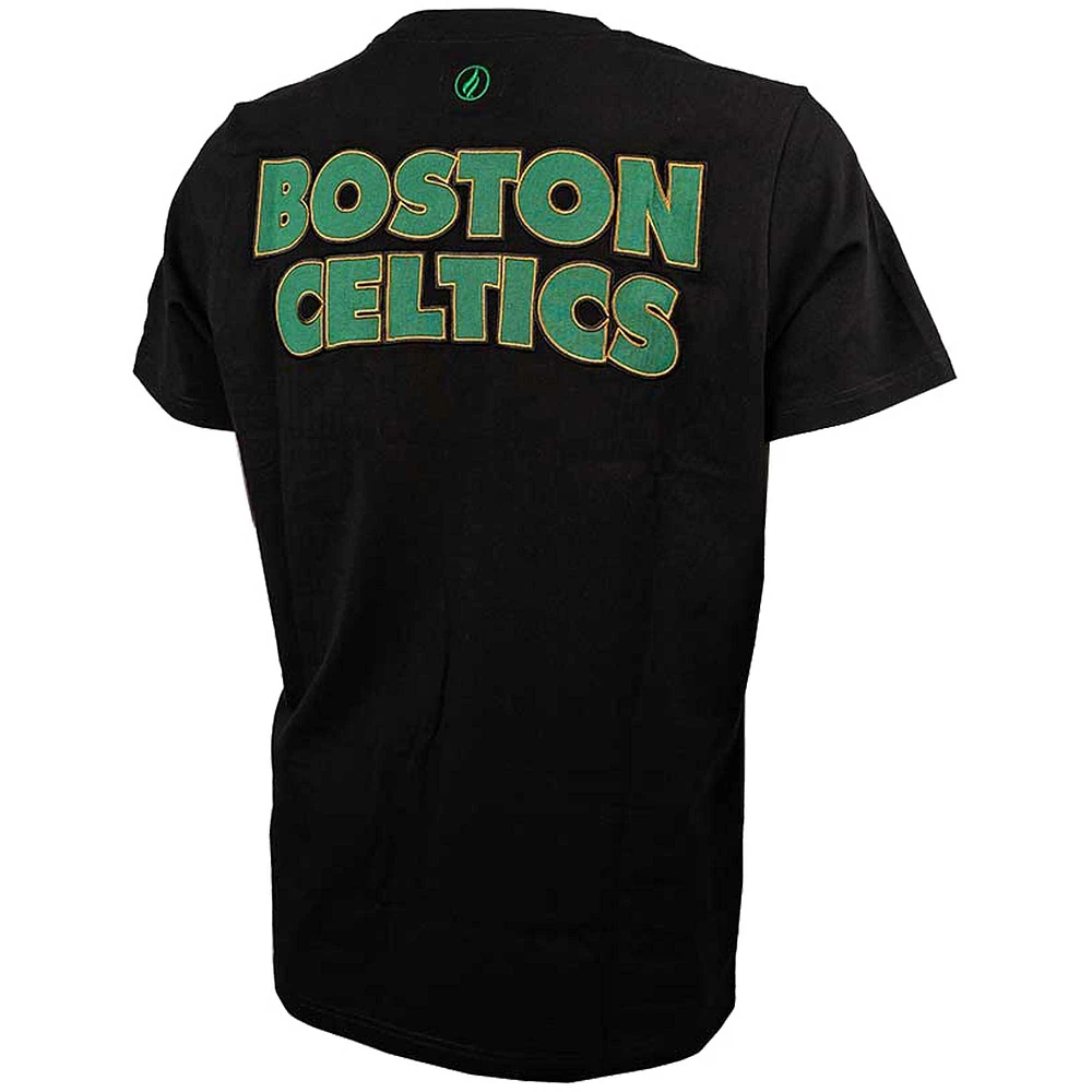 T-shirt FISLL Boston Celtics noir avec logo en tranches et imprimé bouffant 3D pour homme