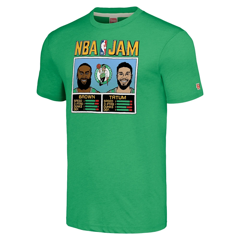 Men's Homage Jaylen Brown/Jayson Tatum Heathered Green Boston Celtics NBA Jam Tri-Blend T-Shirt