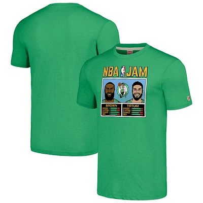 Men's Homage Jaylen Brown/Jayson Tatum Heathered Green Boston Celtics NBA Jam Tri-Blend T-Shirt