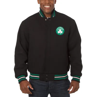 Boston Celtics JH Design Big & Tall All Wool Jacket with Leather Logo - Black
