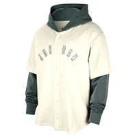 Men's Jordan Brand Cream/Green Boston Celtics Courtside Statement Edition MVP Jersey Pullover Hoodie