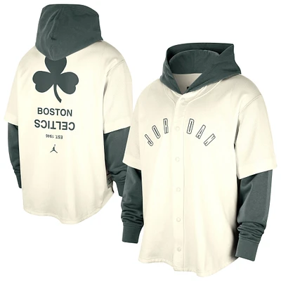 Men's Jordan Brand Cream/Green Boston Celtics Courtside Statement Edition MVP Jersey Pullover Hoodie