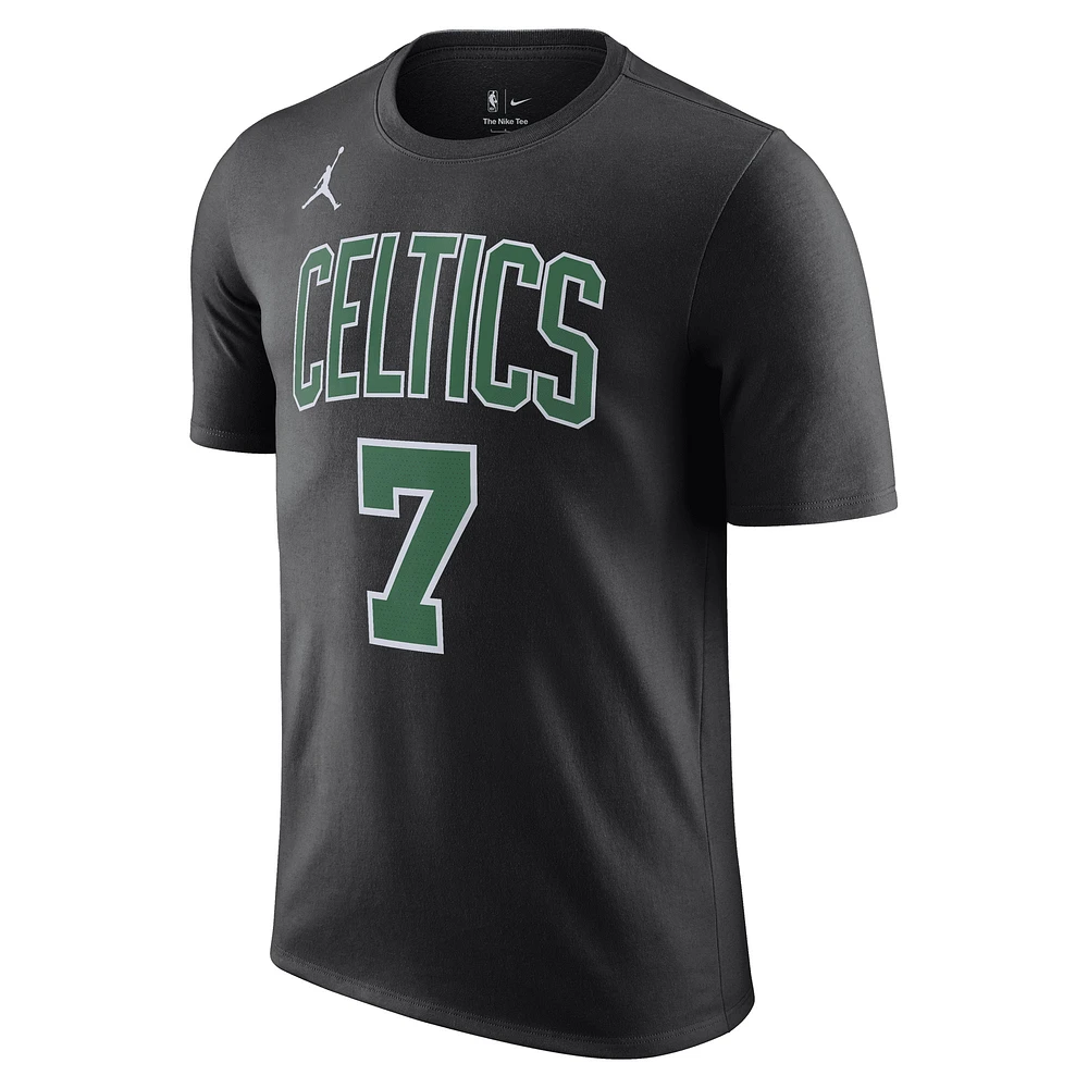 Men's Jordan Brand Jaylen Brown Black Boston Celtics 2022/23 Statement Edition Name & Number T-Shirt