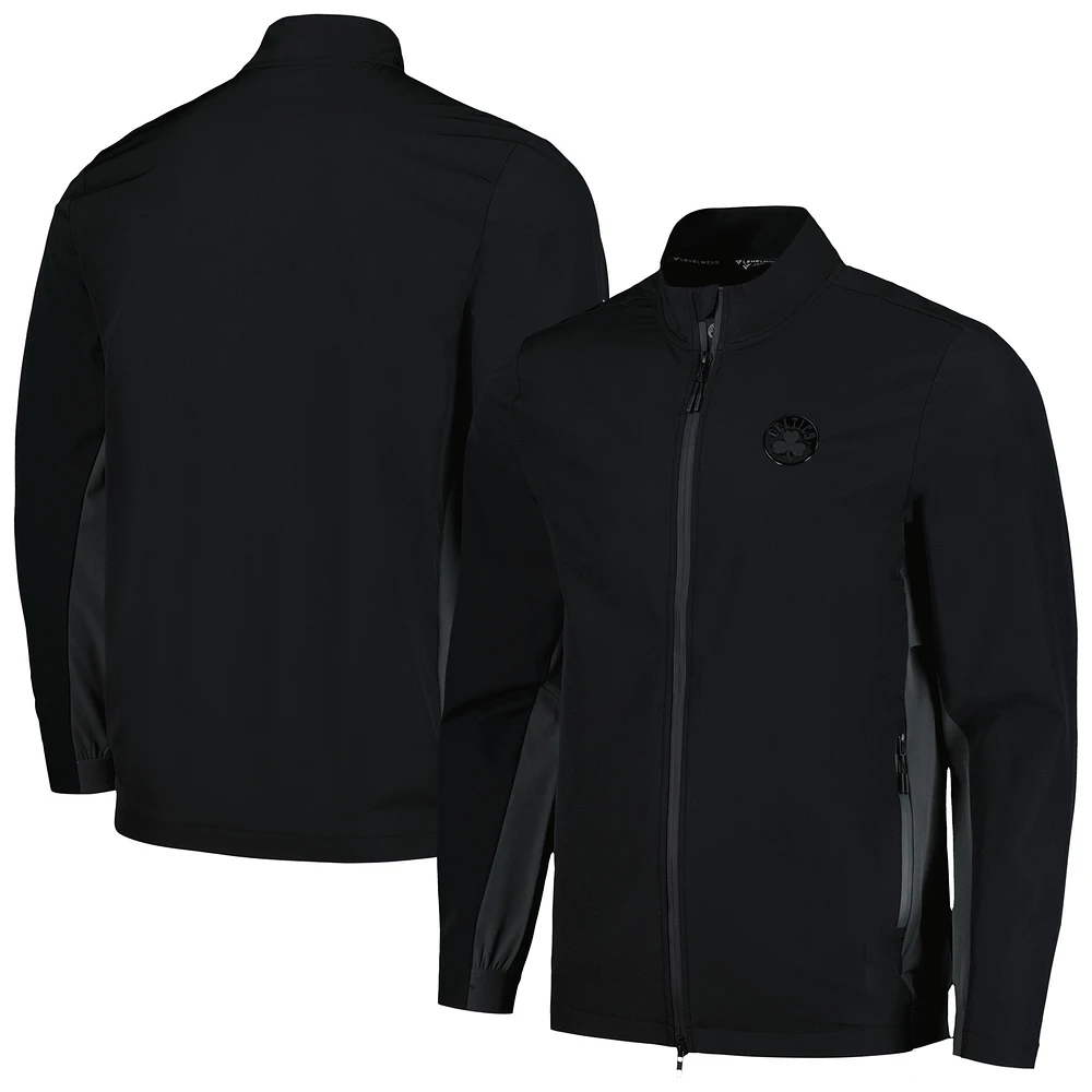 Veste noire à fermeture éclair intégrale Levelwear pour hommes Boston Celtics Harrington