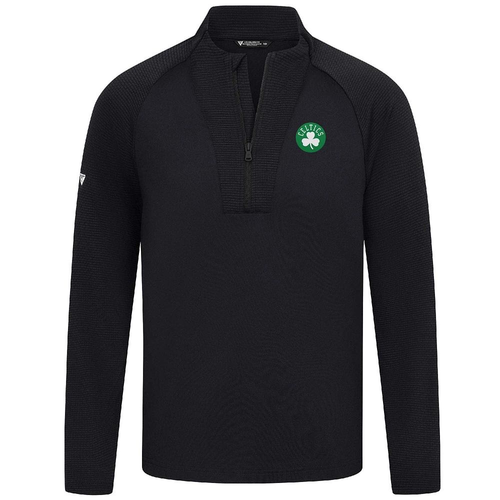 Haut volley noir Levelwear pour homme, fermeture éclair quart de tour, Boston Celtics