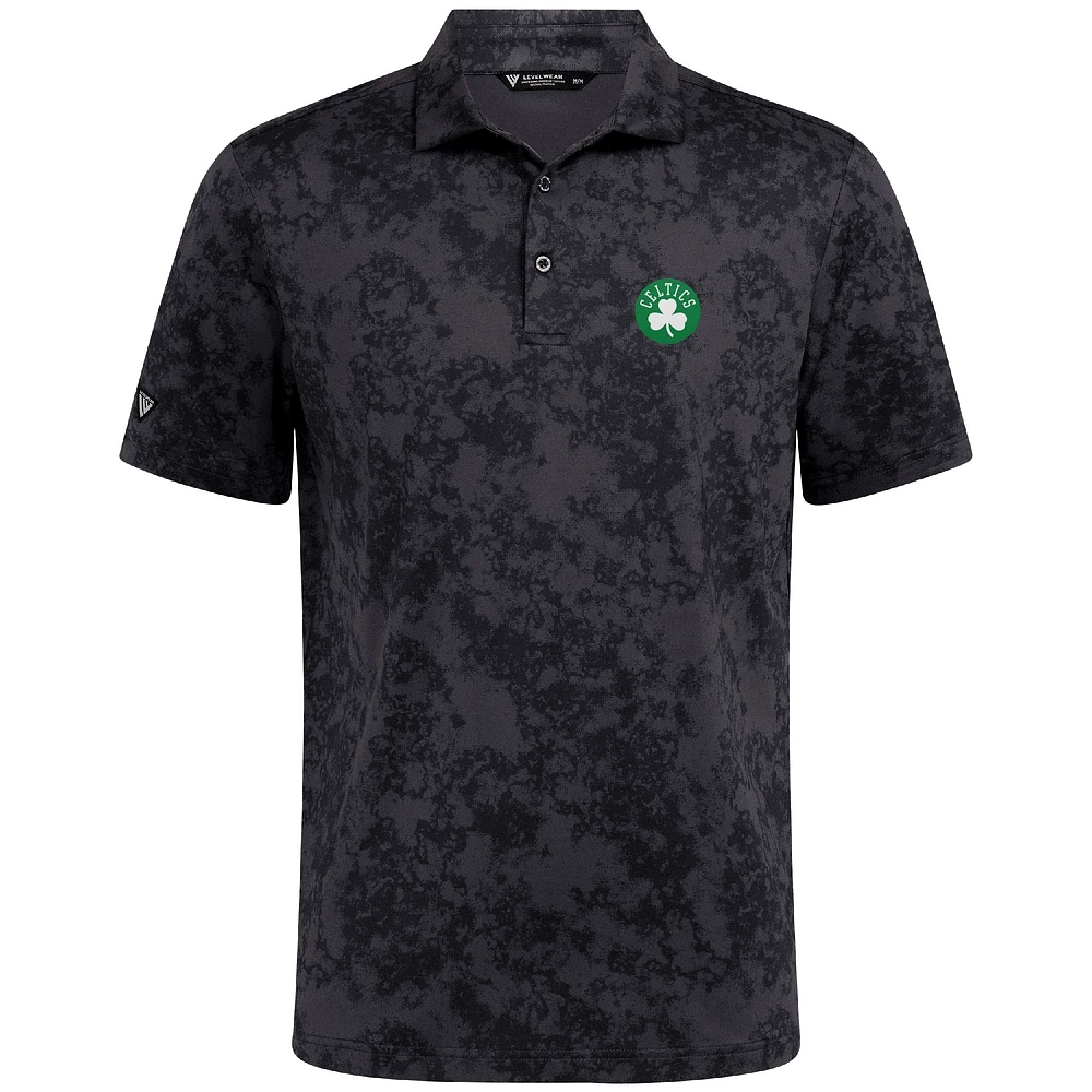 Men's Levelwear Black Boston Celtics Whisper Polo