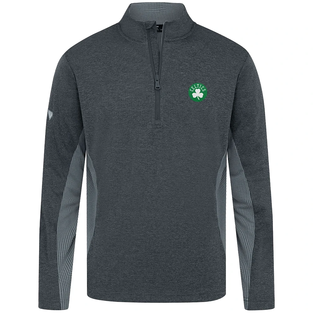 Men's Levelwear Heather Black Boston Celtics Waffle Insignia 2.0 Quarter-Zip Top
