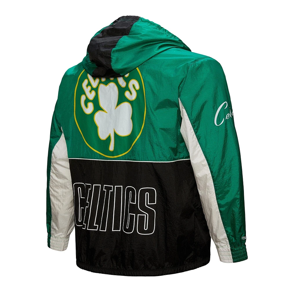 Men's Mitchell & Ness Black Boston Celtics Hardwood Classics Big Shot Premium Full-Zip Windbreaker Jacket