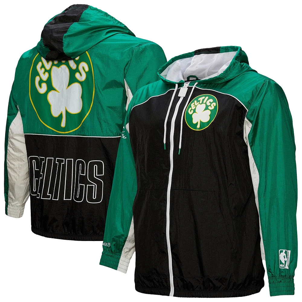 Veste coupe-vent entièrement zippée de qualité supérieure Mitchell & Ness Boston Celtics Hardwood Classics Big Shot pour homme