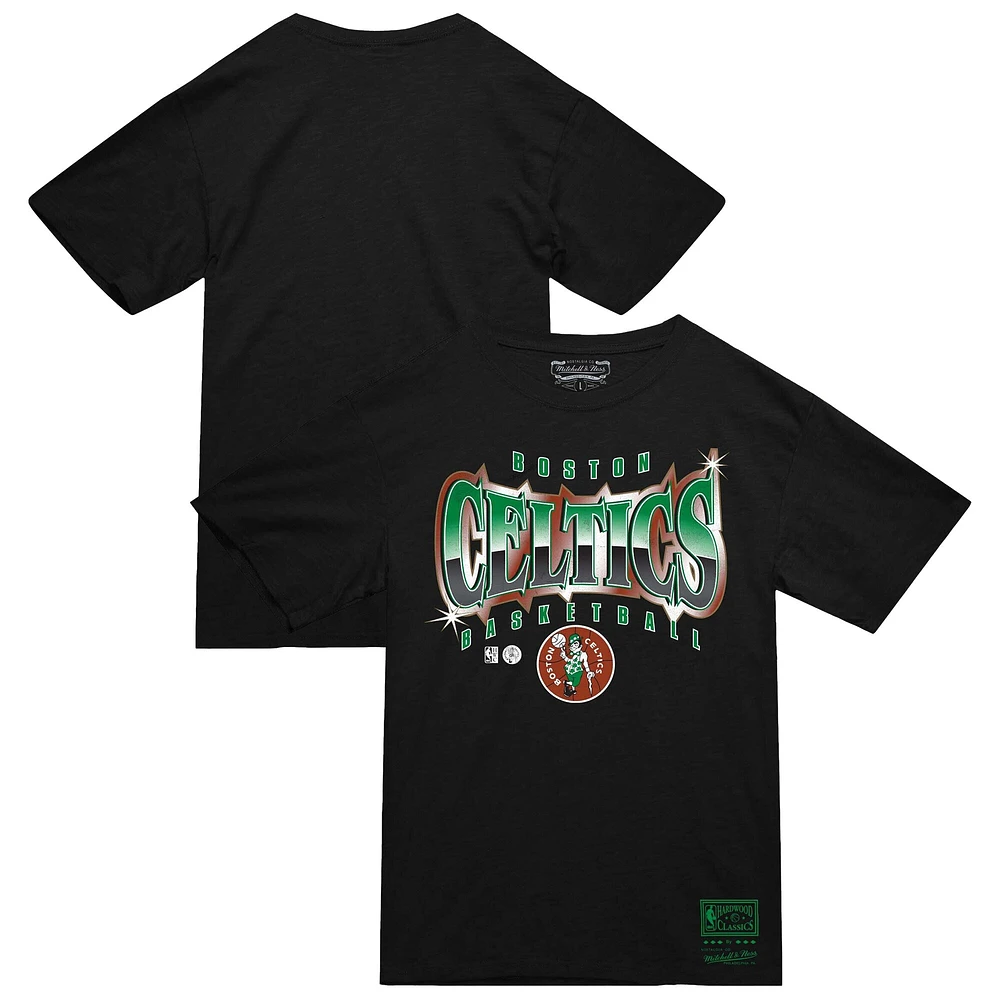T-shirt Mitchell & Ness noir pour homme, collection mondiale des Boston Celtics, lumineux