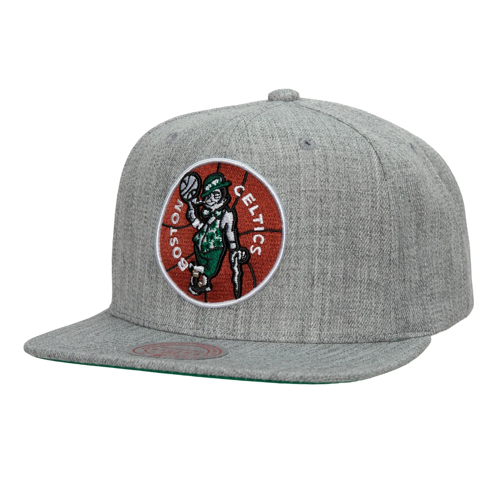 Men's Mitchell & Ness Heather Gray Boston Celtics Hardwood Classics 2.0 Snapback Hat