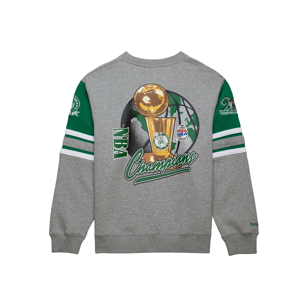 Men's Mitchell & Ness Heather Gray Boston Celtics Hardwood Classics All Over 4.0 Pullover Sweatshirt