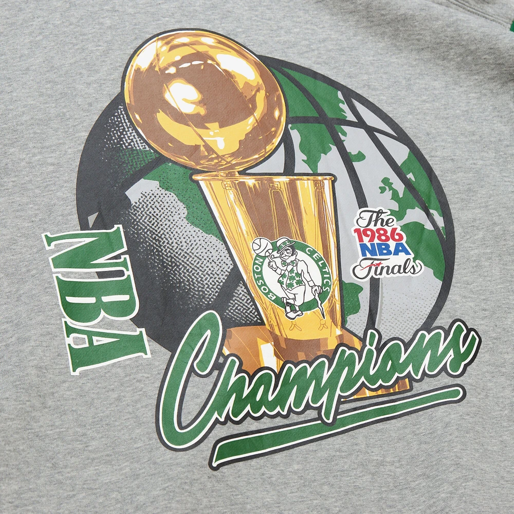 Men's Mitchell & Ness Heather Gray Boston Celtics Hardwood Classics All Over 4.0 Pullover Sweatshirt