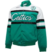 Veste en satin à bouton-pression épais Mitchell & Ness Kelly vert/blanc Boston Celtics Big Tall pour hommes