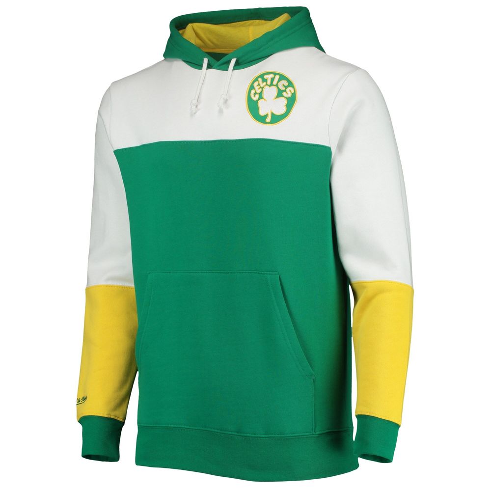 Men's Mitchell & Ness Kelly Green/White Boston Celtics Hardwood Classics 2008 NBA Finals Fusion 2.0 Colorblock - Pullover Hoodie