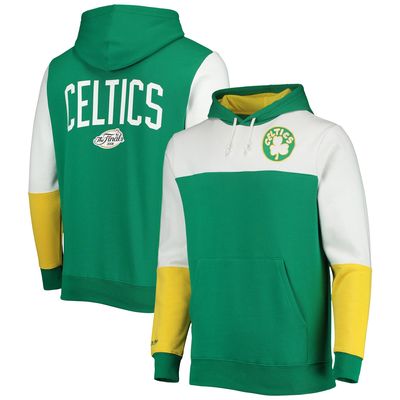 Men's Mitchell & Ness Kelly Green/White Boston Celtics Hardwood Classics 2008 NBA Finals Fusion 2.0 Colorblock - Pullover Hoodie