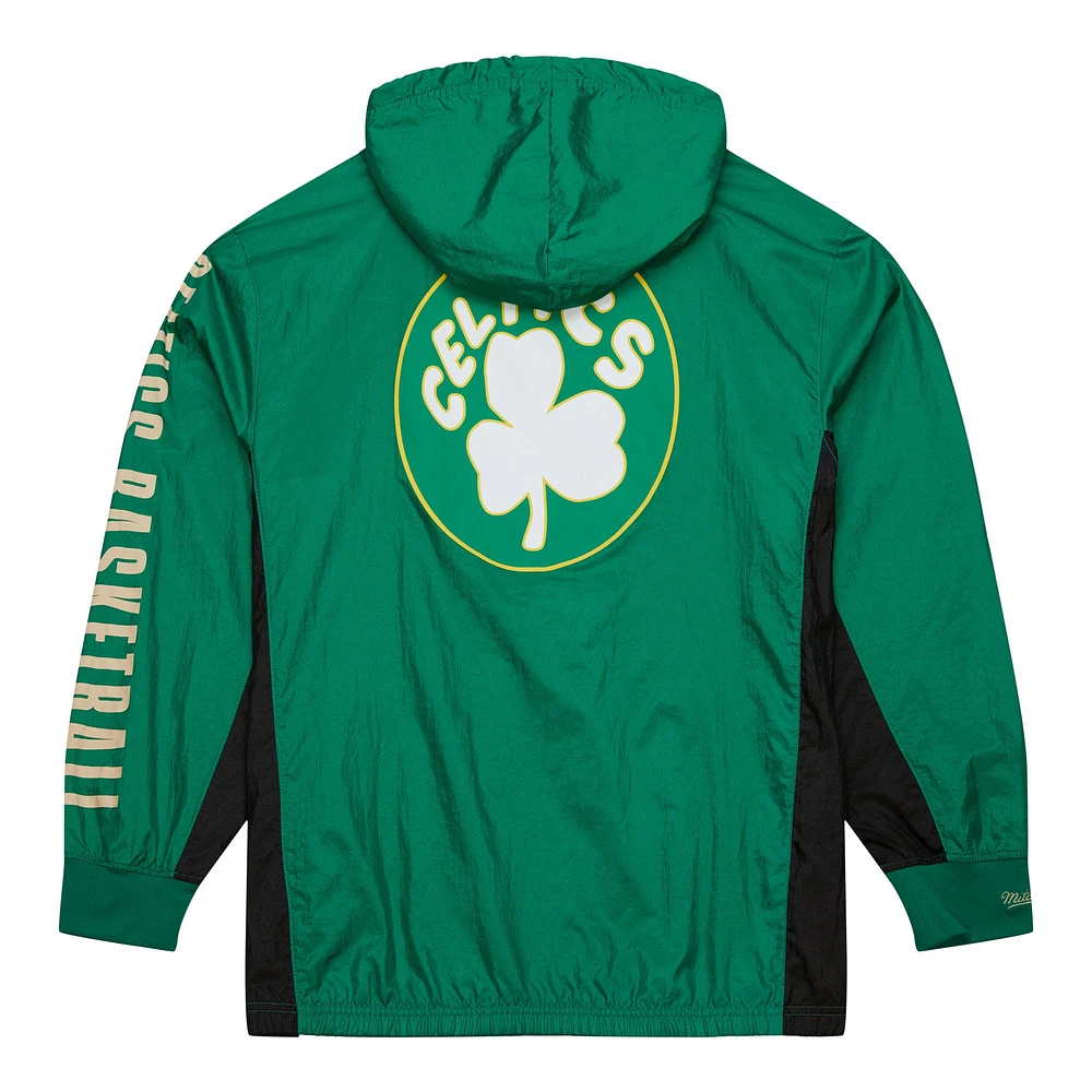 Men's Mitchell & Ness Kelly Green Boston Celtics Big Tall Hardwood Classics Team OG 2.0 Anorak Hoodie Quarter-Zip Windbreaker Jacket