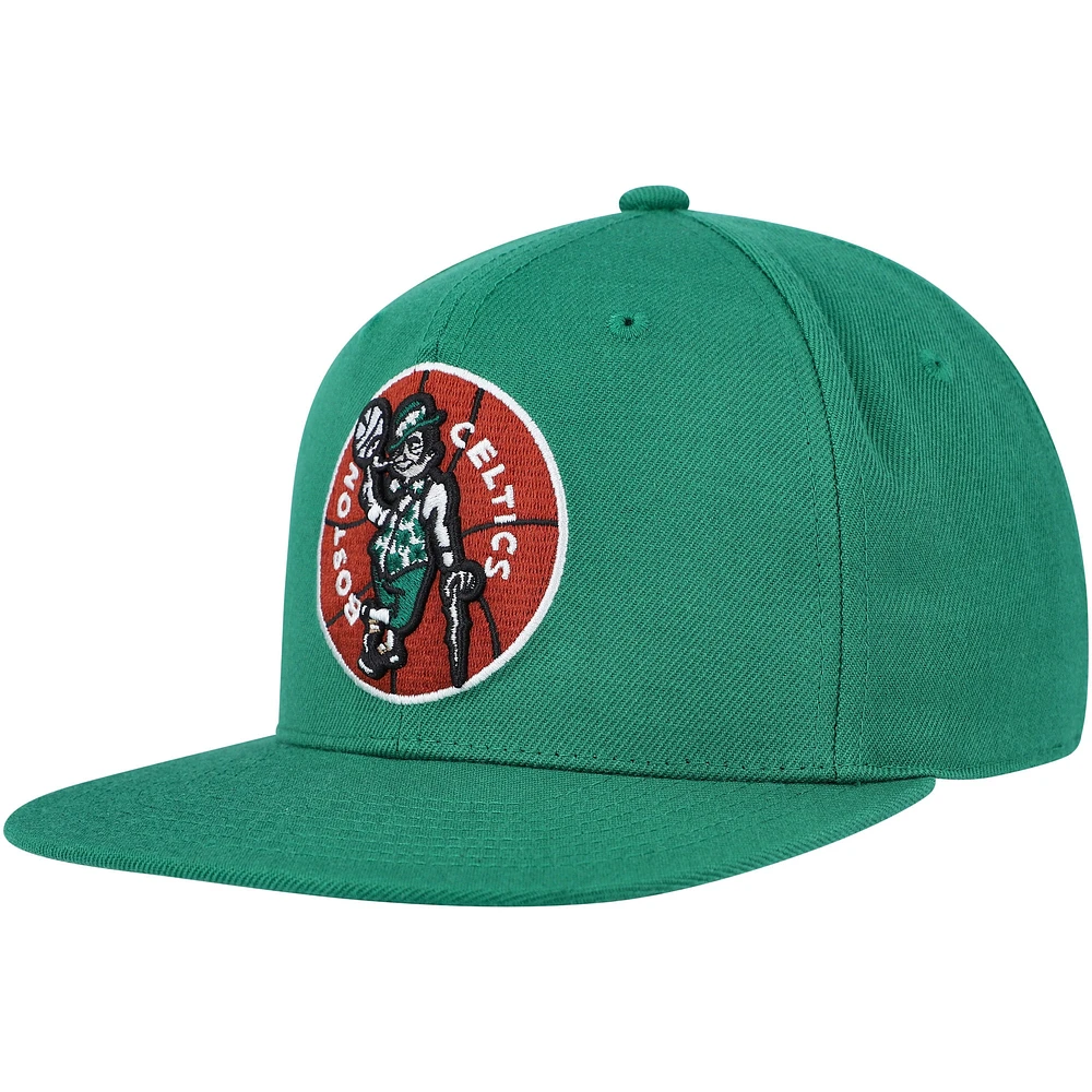 Casquette ajustée pour homme Mitchell & Ness Kelly Green Boston Celtics Hardwood Classics MVP Team Ground 2.0