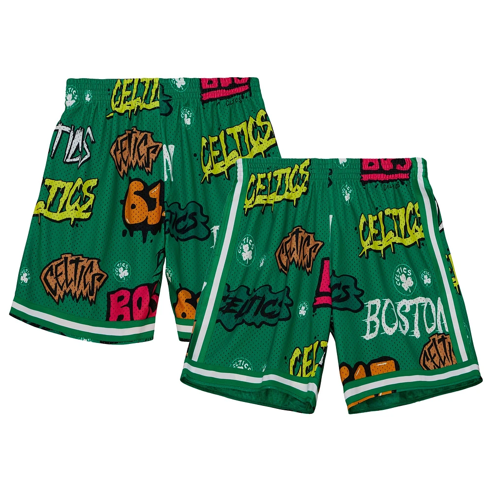 Men's Mitchell & Ness Kelly Green Boston Celtics Hardwood Classics Slap Sticker Swingman - Shorts