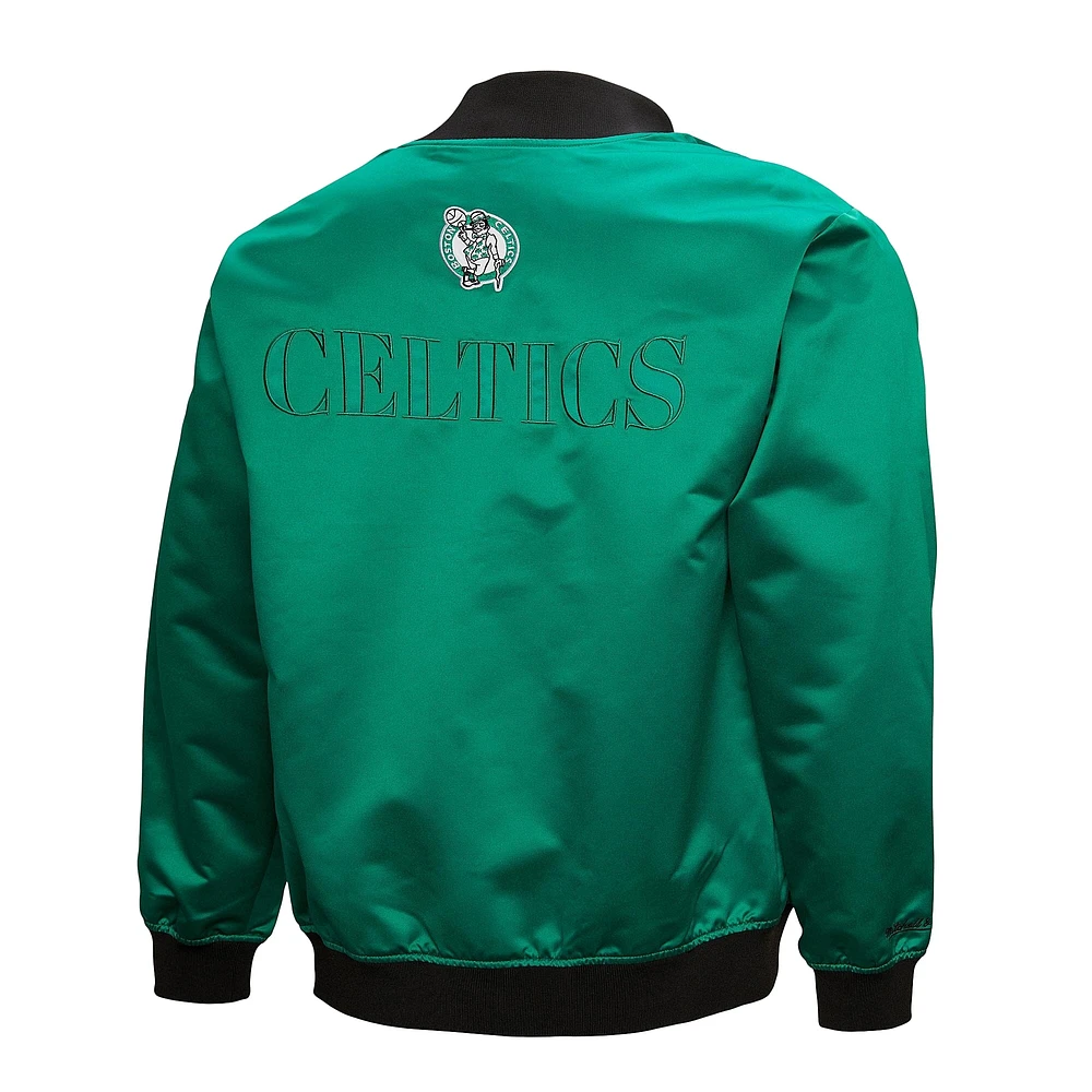 Men's Mitchell & Ness Kelly Green Boston Celtics Hardwood Classics Team OG 3.0 Lightweight Satin Full-Snap Jacket