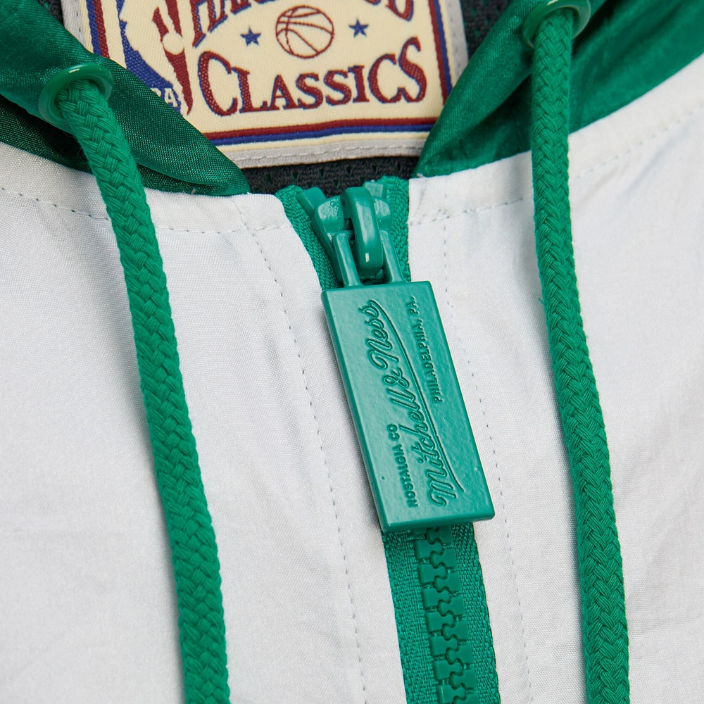 Men's Mitchell & Ness Kelly Green Boston Celtics Hardwood Classics Team Origins Anorak Quarter-Zip Windbreaker Jacket