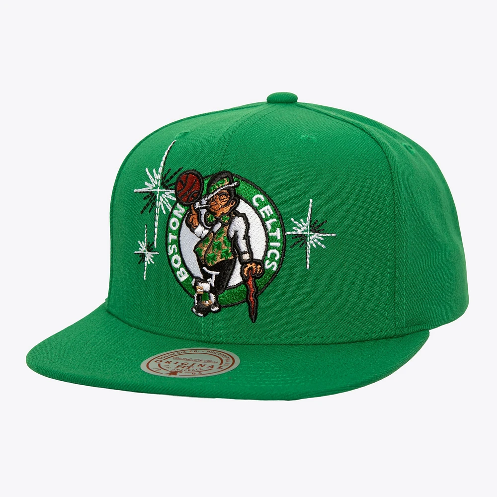 Men's Mitchell & Ness Kelly Green Boston Celtics Starlight Snapback Hat