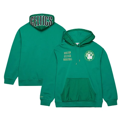 Men's Mitchell & Ness Kelly Green Boston Celtics  Team OG 2.0 Vintage Logo Fleece Pullover Hoodie