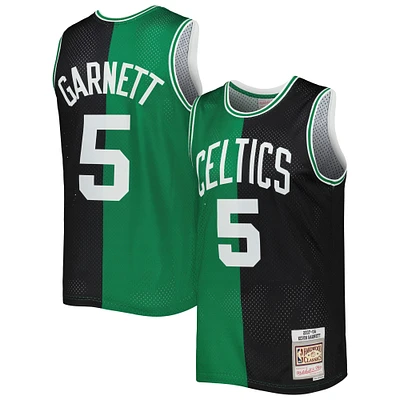 Maillot Swingman divisé Mitchell & Ness Kevin Garnett pour hommes, noir/vert Kelly, Boston Celtics Hardwood Classics 2007/08