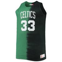 Men's Mitchell & Ness Larry Bird Black/Kelly Green Boston Celtics Big Tall Profile Tie-Dye Player Tank Top