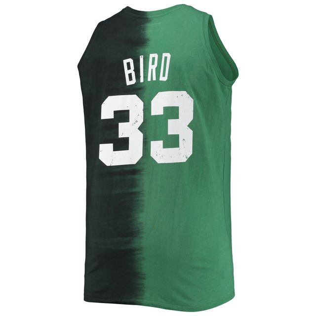 Débardeur pour homme Mitchell & Ness Larry Bird noir/vert Kelly Boston Celtics Big Tall Profile Tie-Dye Player