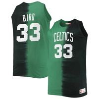 Men's Mitchell & Ness Larry Bird Black/Kelly Green Boston Celtics Big Tall Profile Tie-Dye Player Tank Top