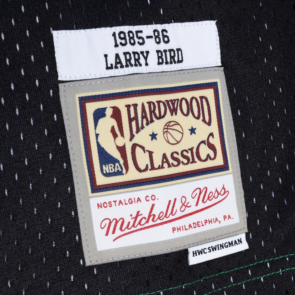 Lids Larry Bird Boston Celtics Mitchell & Ness Hardwood Classics 1985-86  Split Swingman Jersey - Black/Kelly Green
