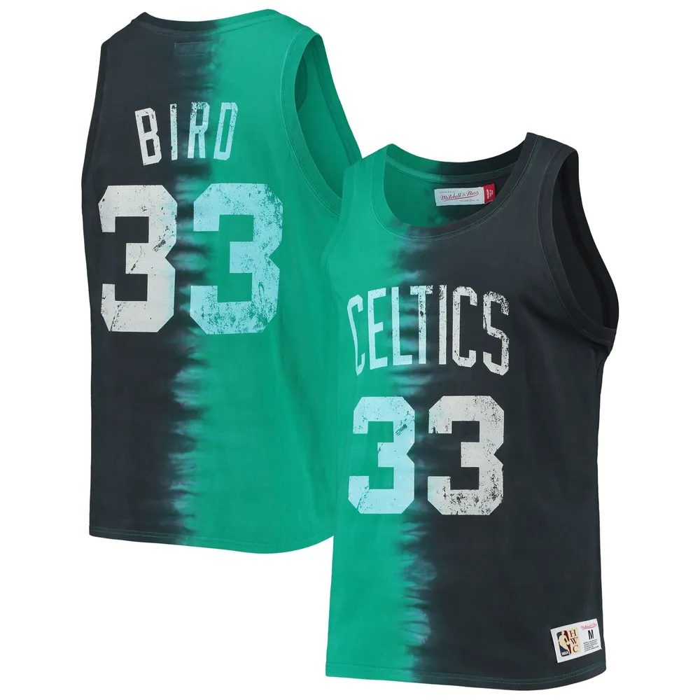 Men's Mitchell & Ness Larry Bird Kelly Green/Black Boston Celtics  Sublimated Player Tank Top