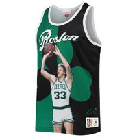 Men's Mitchell & Ness Larry Bird Kelly Green/Black Boston Celtics Sublimated Player Tank Top