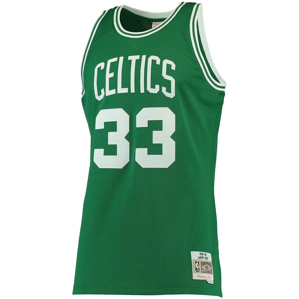 Men's Mitchell & Ness Larry Bird Kelly Green Boston Celtics 1985/86 Big Tall Hardwood Classics Swingman Jersey