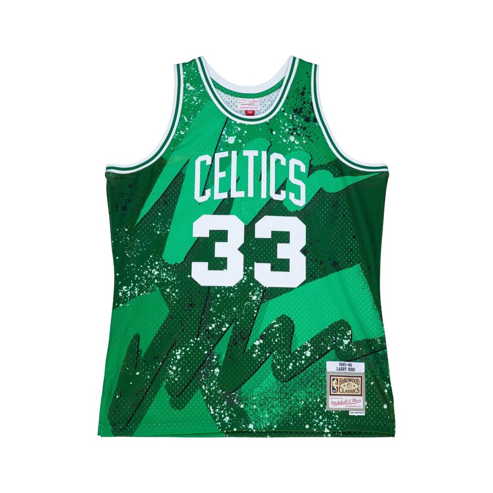 Men's Mitchell & Ness Larry Bird Kelly Green Boston Celtics 1985/86 Hardwood Classics Hyper Hoops Swingman Player - Jersey