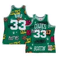 Homme Mitchell & Ness Larry Bird Kelly Green Boston Celtics 1985/86 Hardwood Classics Slap Sticker Swingman - Maillot