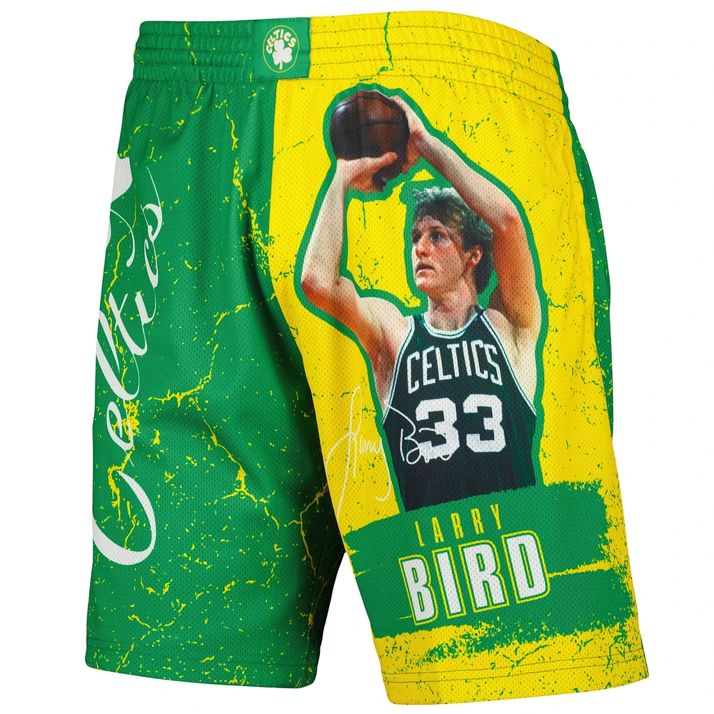 Short Mitchell & Ness Larry Bird Kelly Green Boston Celtics Hardwood Classics Player Burst pour homme