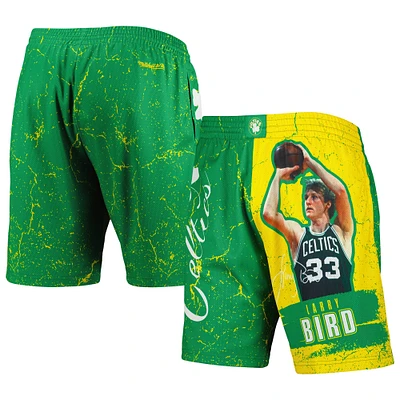 Short Mitchell & Ness Larry Bird Kelly Green Boston Celtics Hardwood Classics Player Burst pour homme