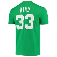 Men's Mitchell & Ness Larry Bird Kelly Green Boston Celtics Hardwood Classics Stitch Name Number T-Shirt