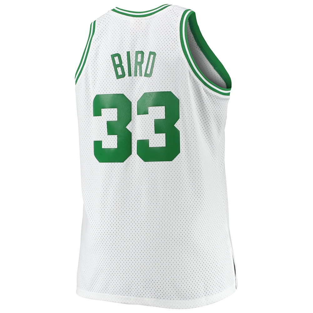 Men's Mitchell & Ness Larry Bird White Boston Celtics Big Tall 1985/86 Hardwood Classics Swingman Jersey