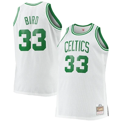 Men's Mitchell & Ness Larry Bird White Boston Celtics Big Tall 1985/86 Hardwood Classics Swingman Jersey