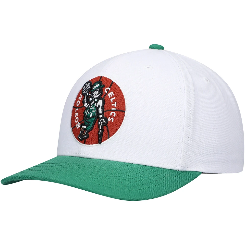 Men's Mitchell & Ness White/Green Boston Celtics Hardwood Classics Core 2-Tone 2.0 Pro Snapback Hat