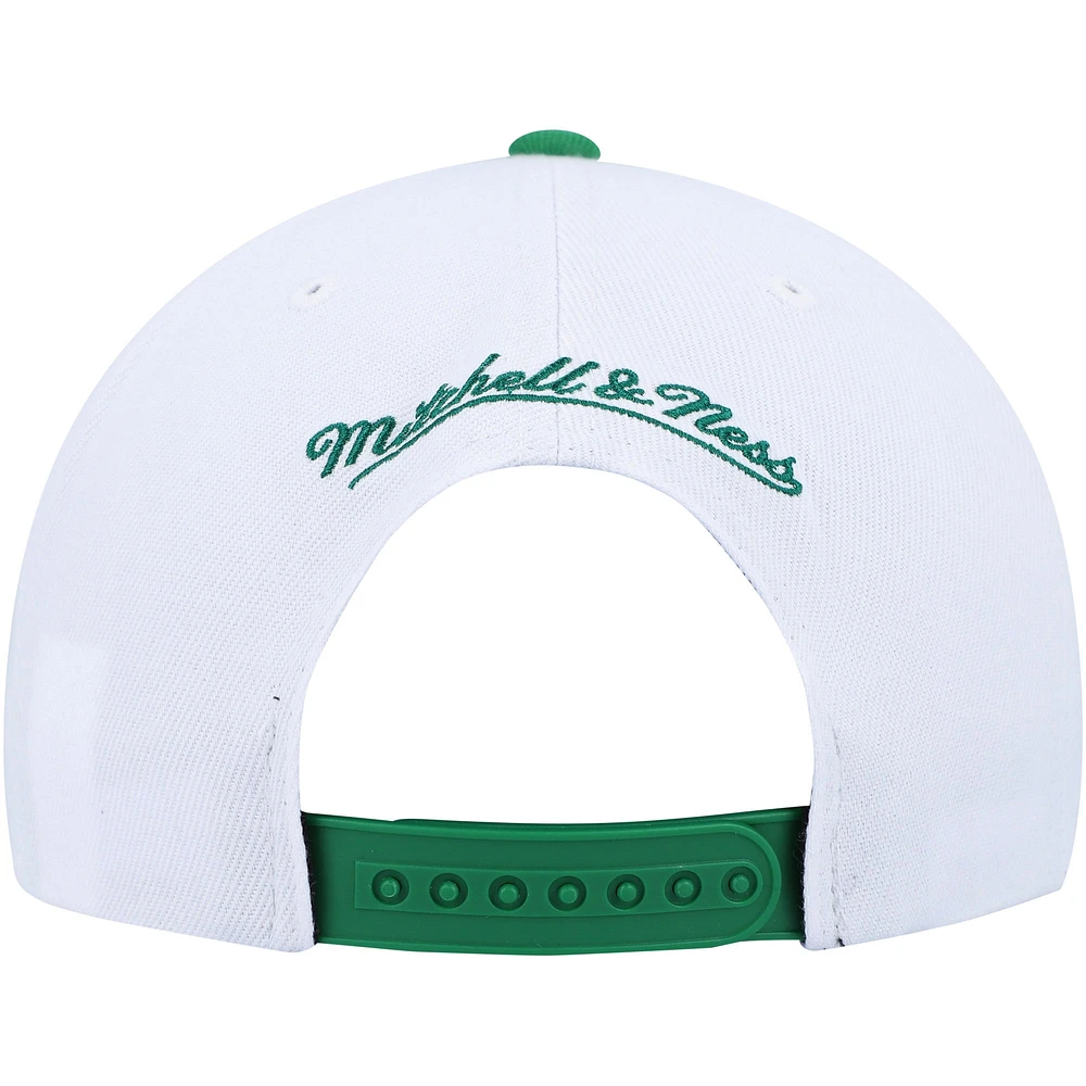 Casquette Snapback Boston Celtics Side Core 2.0 Mitchell & Ness pour hommes, blanc/vert