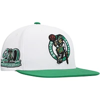 Men's Mitchell & Ness White Boston Celtics  Soul Logo Shine 2-Tone Snapback Hat