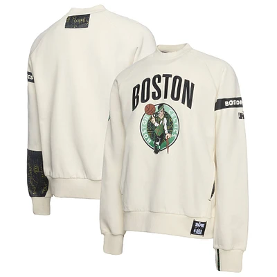 Men's NBA x Two Hype  Cream Boston Celtics Culture & Hoops Collection Premium Pullover Sweatshirt